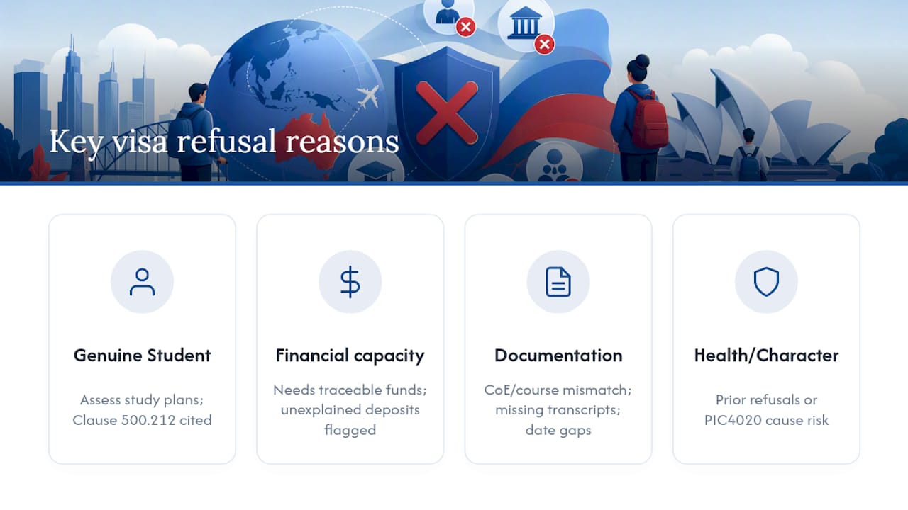 Diagram of main student visa refusal reasons