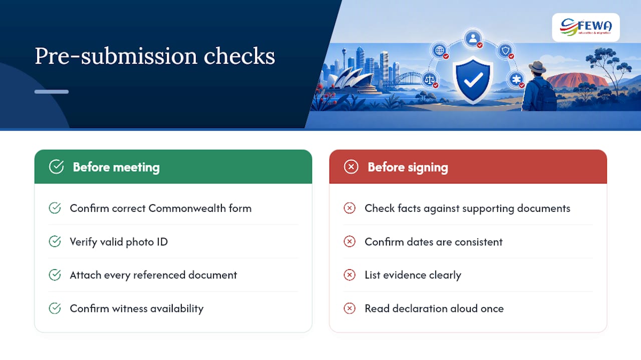 Pre-witness statutory declaration checklist