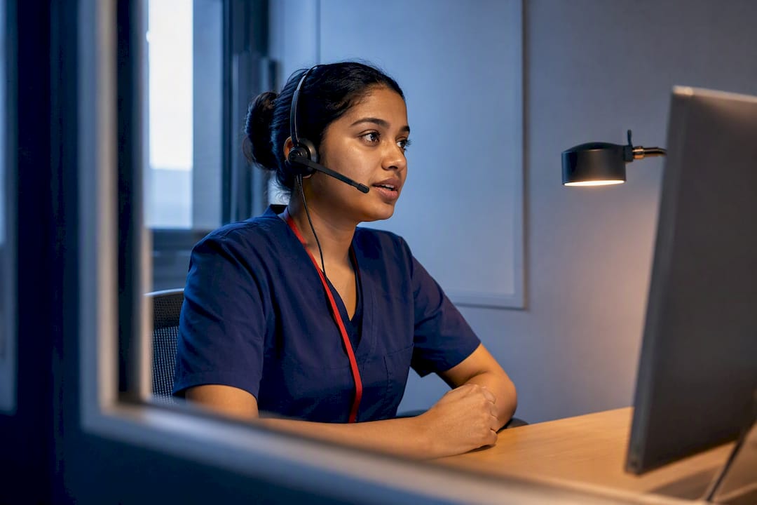Nurse completing an English speaking assessment