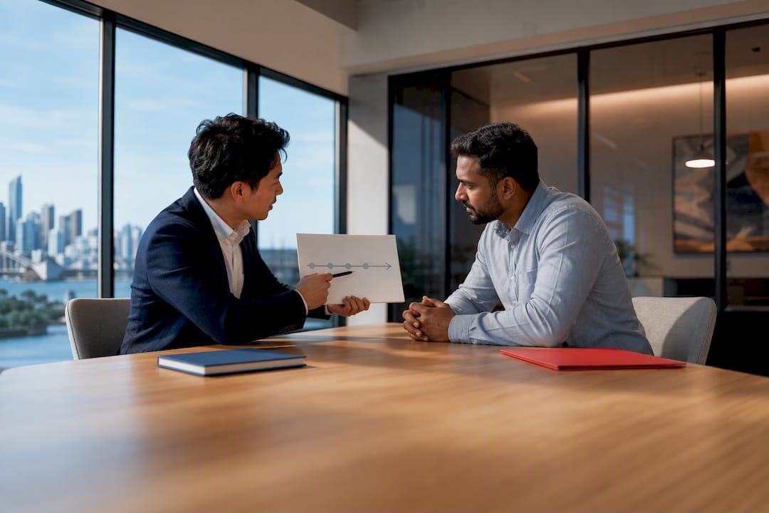 Employer and worker reviewing sponsorship pathway