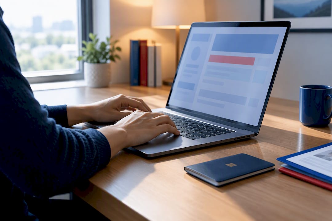 Applicant completing an online partner visa application