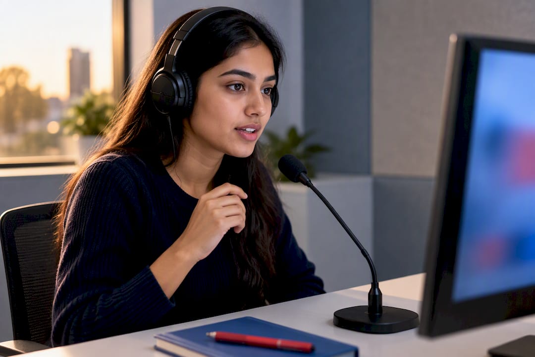 Student completing an English proficiency assessment