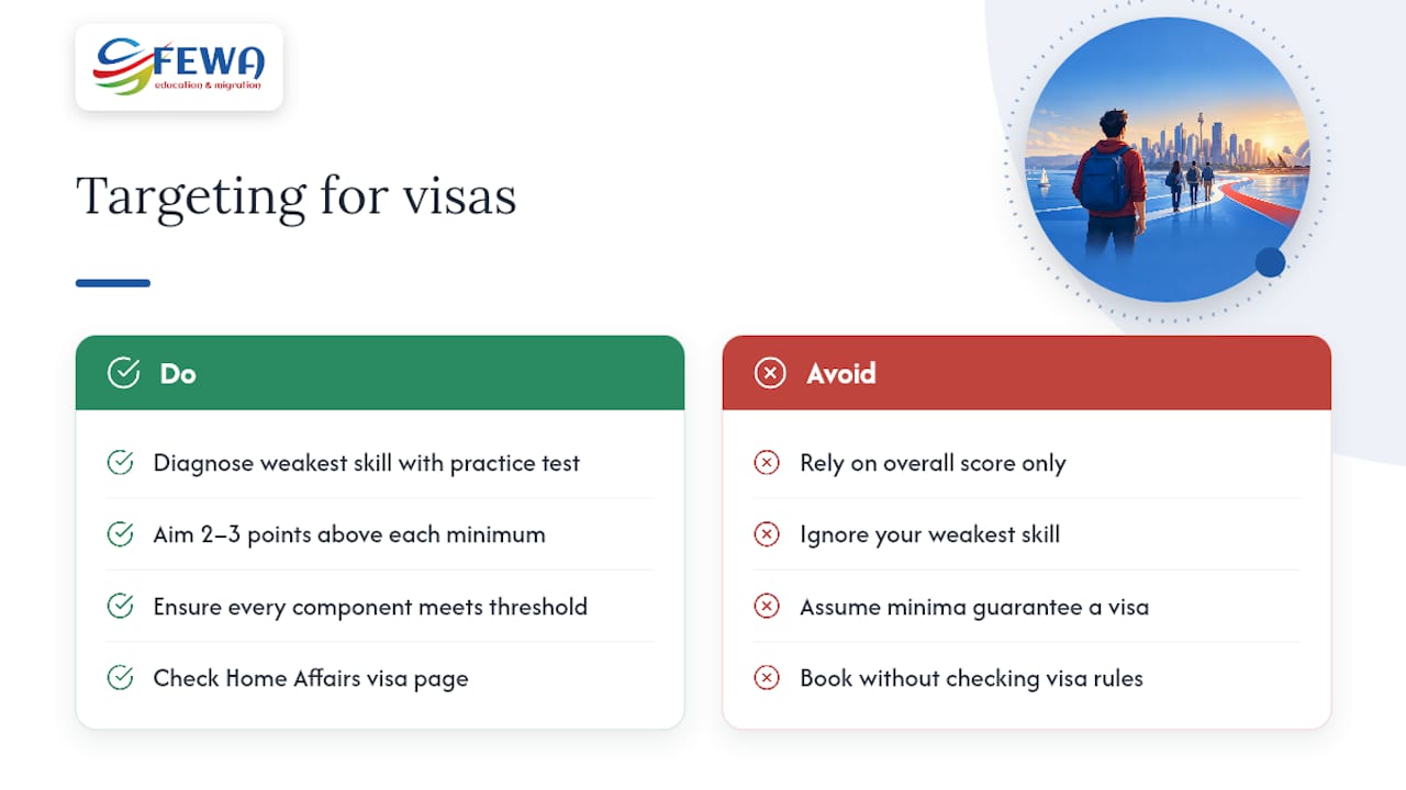 Australian visa English categories and what to target — overview diagram