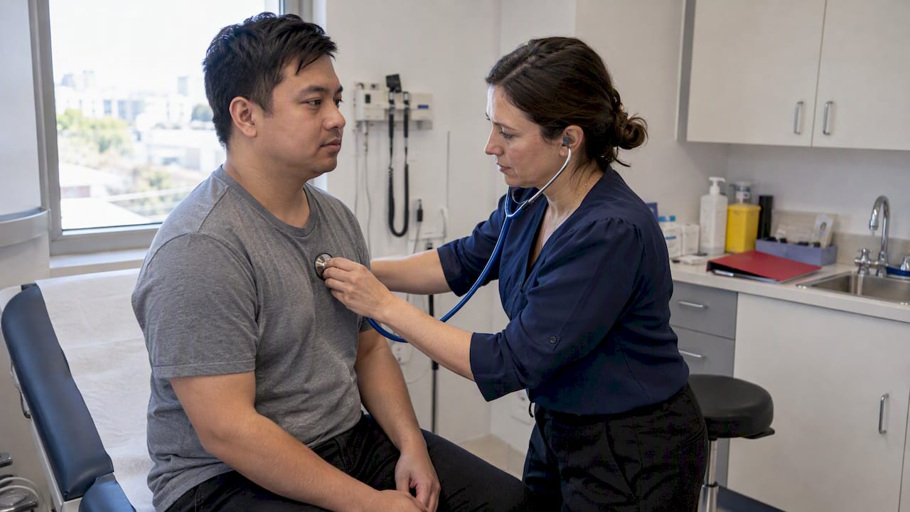 Clinician conducting Australian health assessment