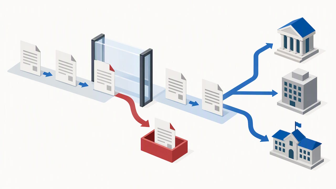 Illustration of visa document verification process