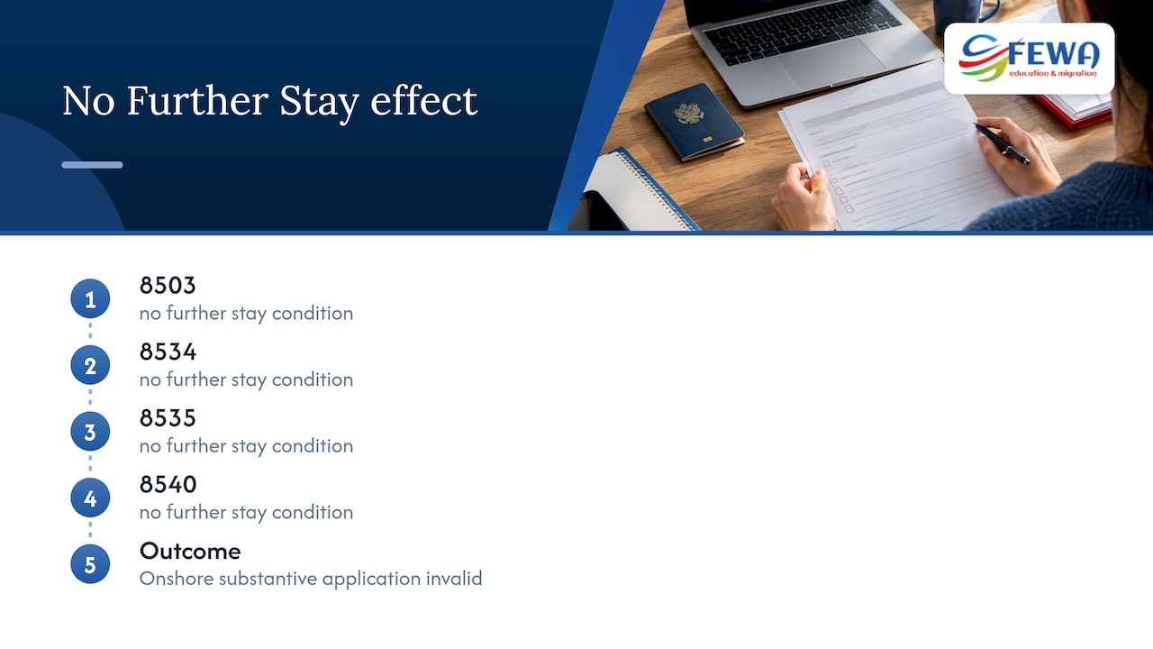 How no further stay conditions block onshore applications