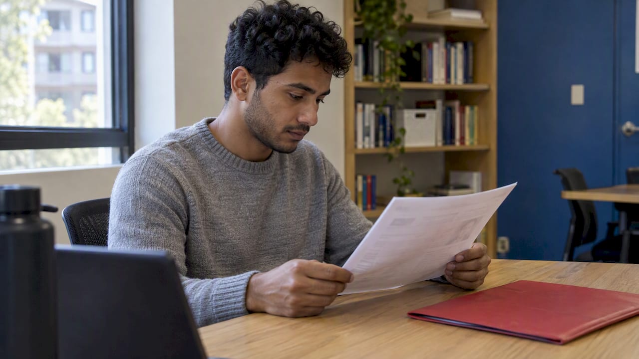 Applicant reviewing an IELTS component score report